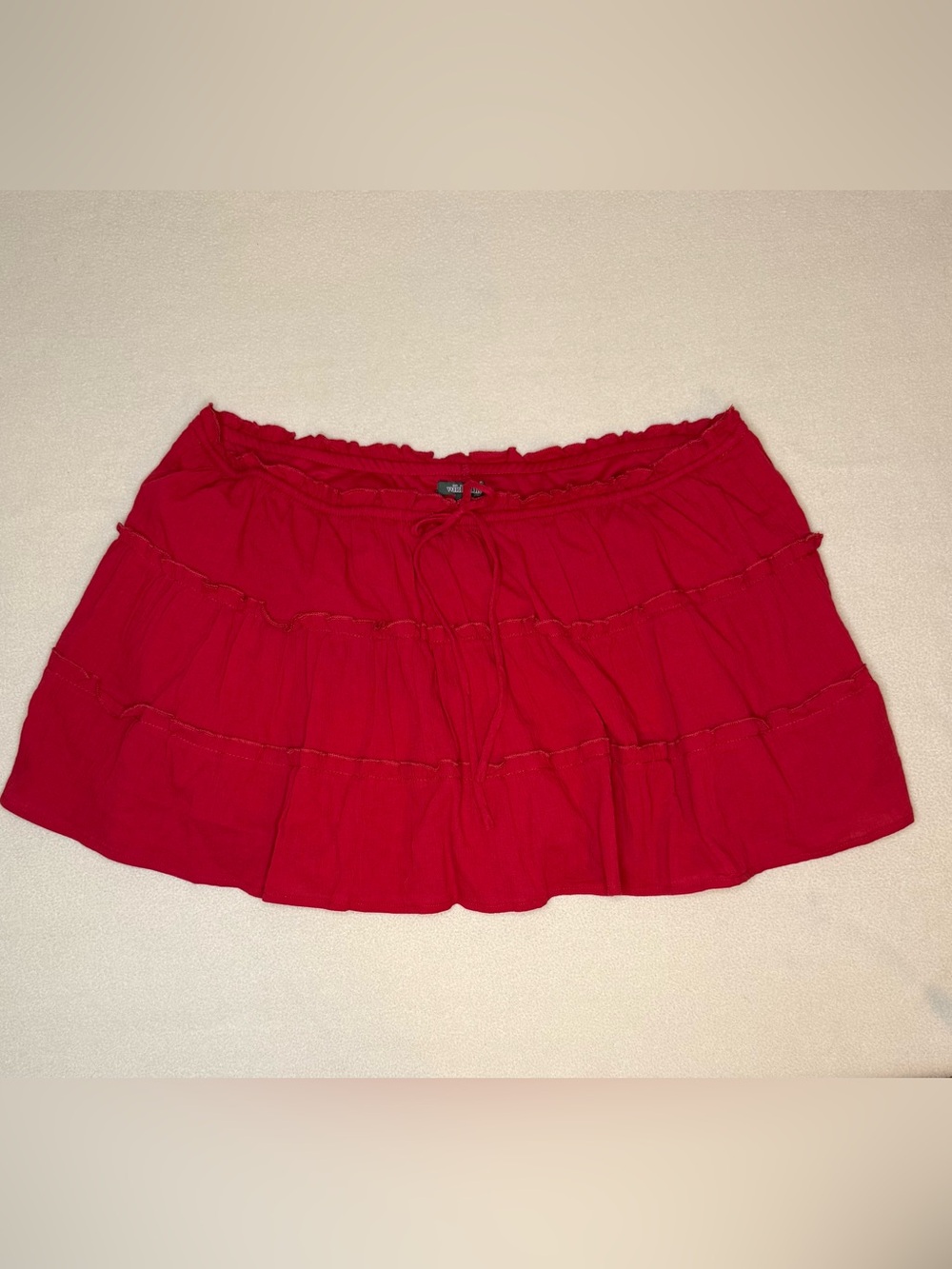 wild fable Red Tiered Drawstring Mini Skirt